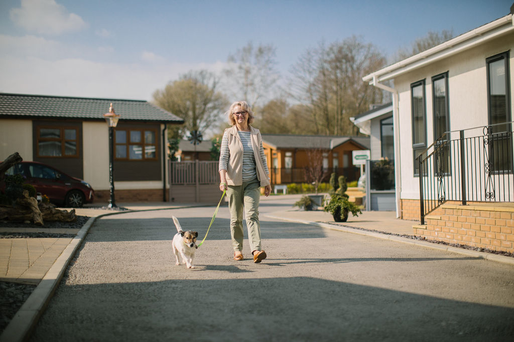 dog walker on park home site