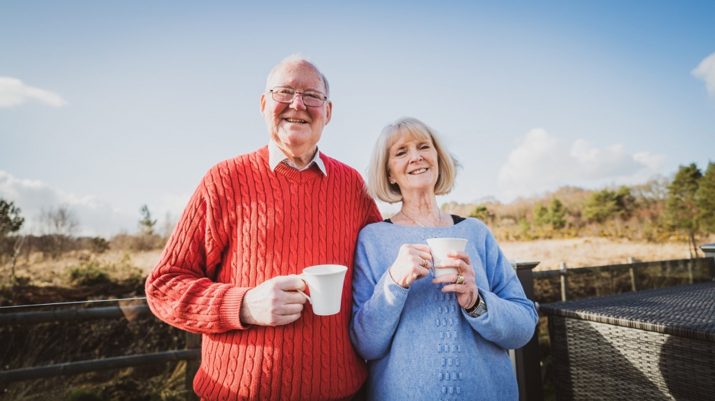 55 year old couple enjoying new lifestyle after park home downsize move