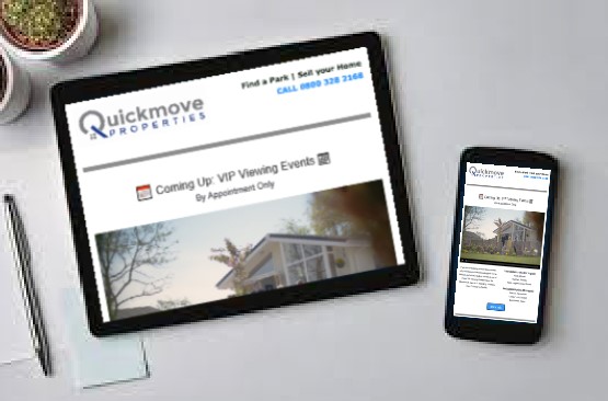 ipad and phone displaying Quickmove email newsletter