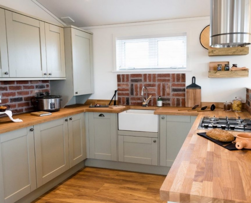 kitchen of lodge for sale in cornwall